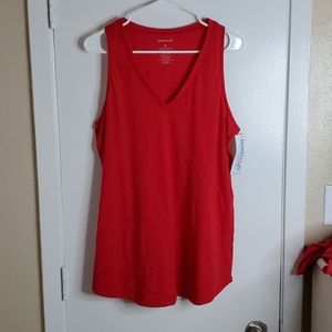 Red Sleeveless Vneck Tshirt